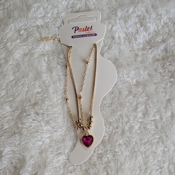 no brand Jewelry - Anklets Gold with Pink Heart Charm